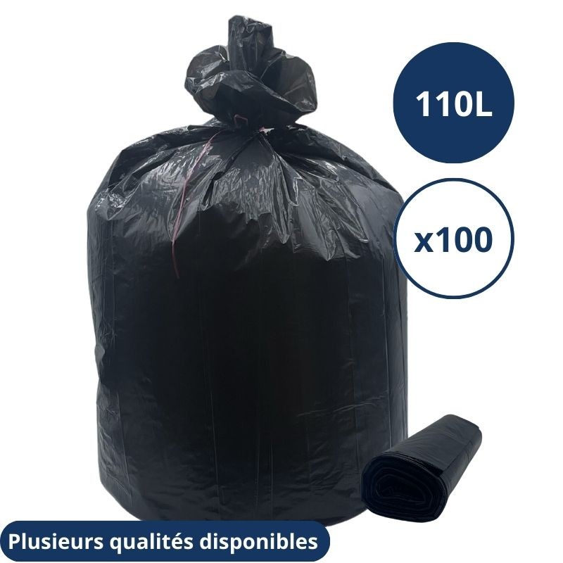 Sacs poubelle noir 110L - Carton de 200 sacs