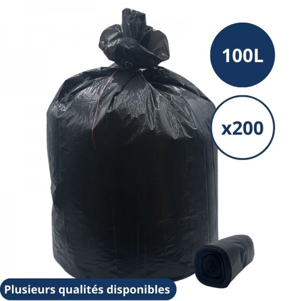 Sacs poubelle noir 100L - Carton de 200 sacs