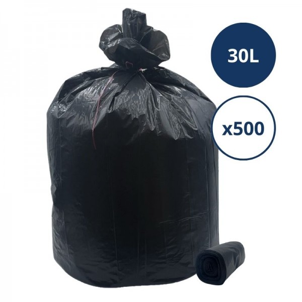 Sac poubelle 30L HD standard - 820 - 500x650 - 20 rouleaux de 50 - carton de1000