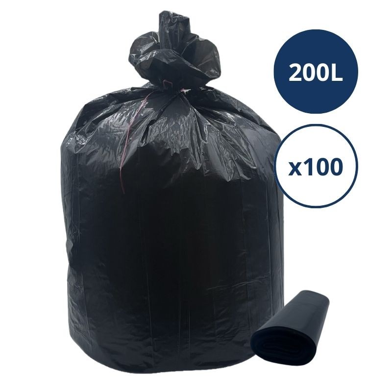 Sac poubelle noir 200L  - carton de 100