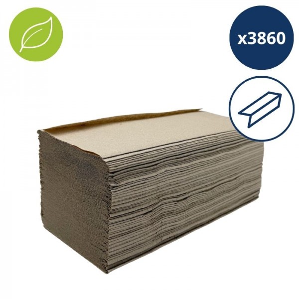 Essuie mains naturel recyclé - pliage en V - FIBRECO